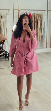 Vestido Mia cetim rosa velho