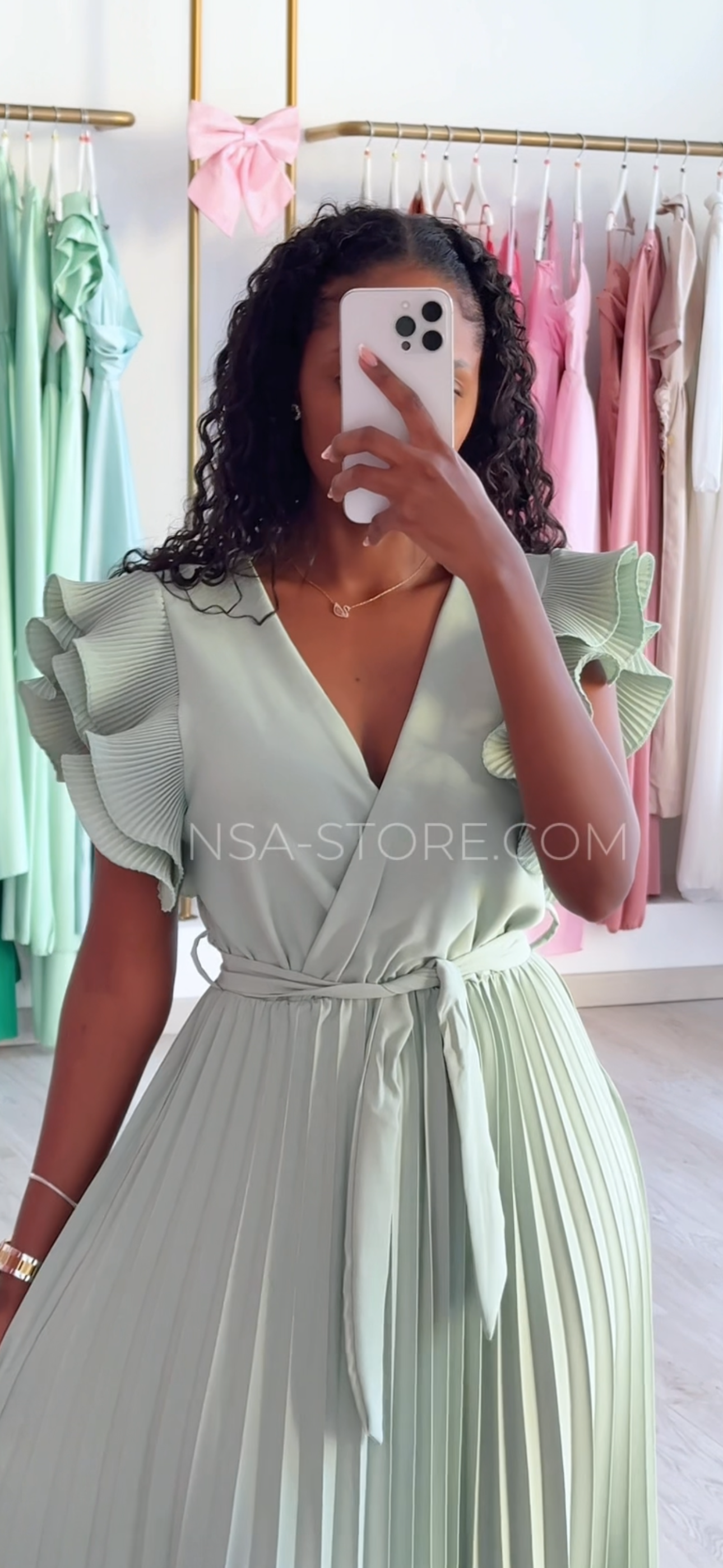 Vestido Isa Verde Água
