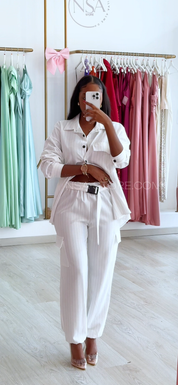 Conjunto Fany Branco - listras