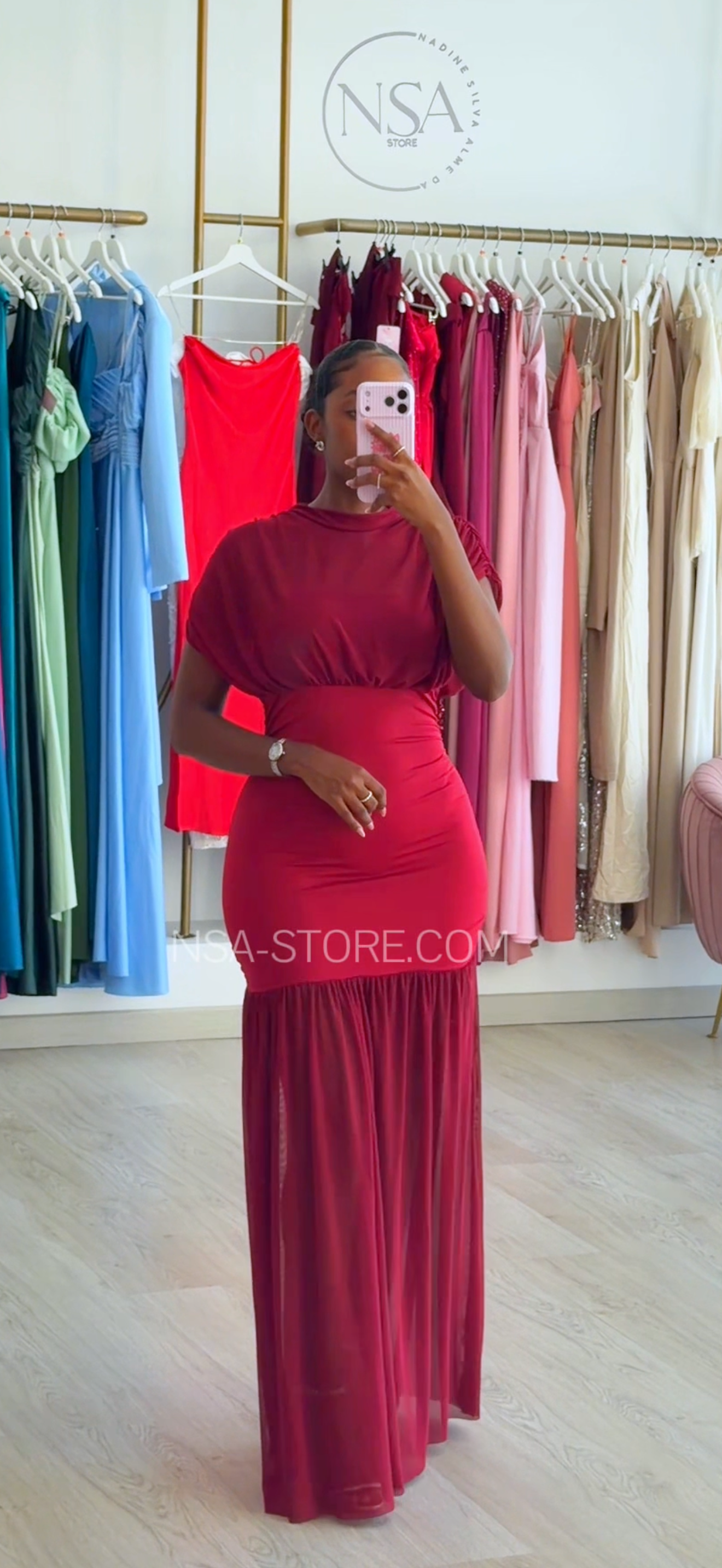 Vestido Vany bordo
