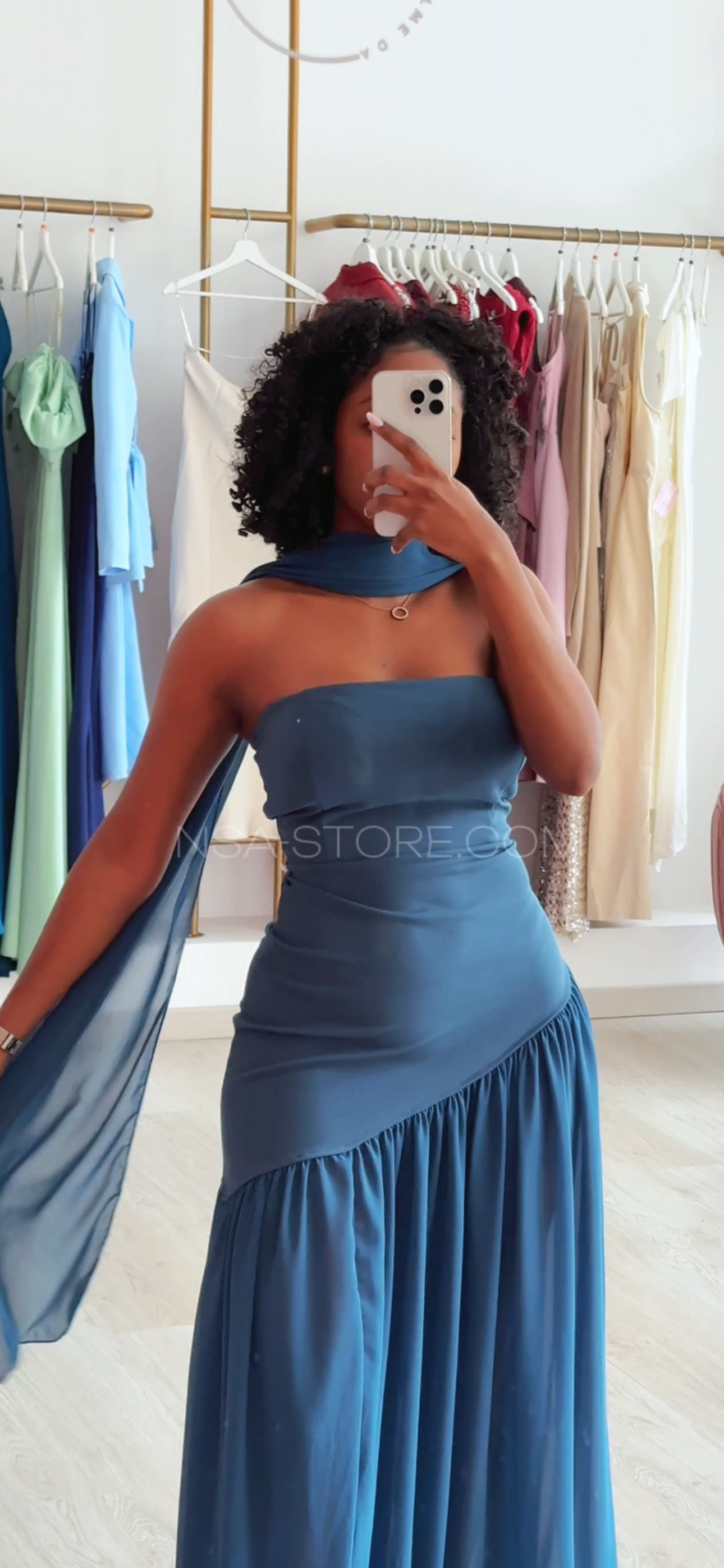 Vestido Tânia azul turquesa