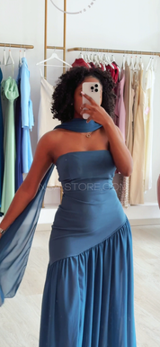 Vestido Tânia azul turquesa