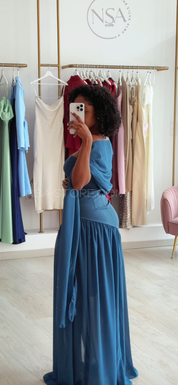 Vestido Tânia azul turquesa