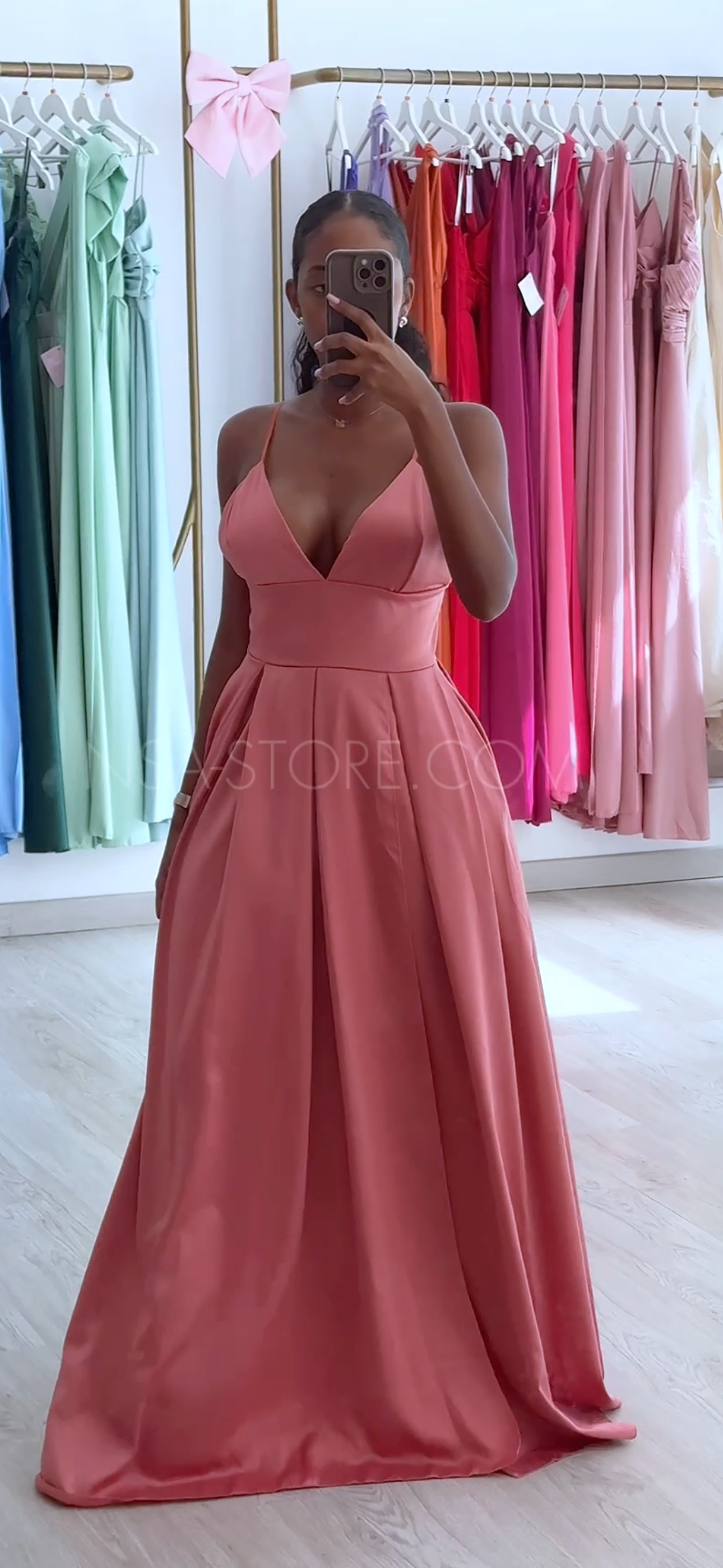 Vestido Noemi salmão