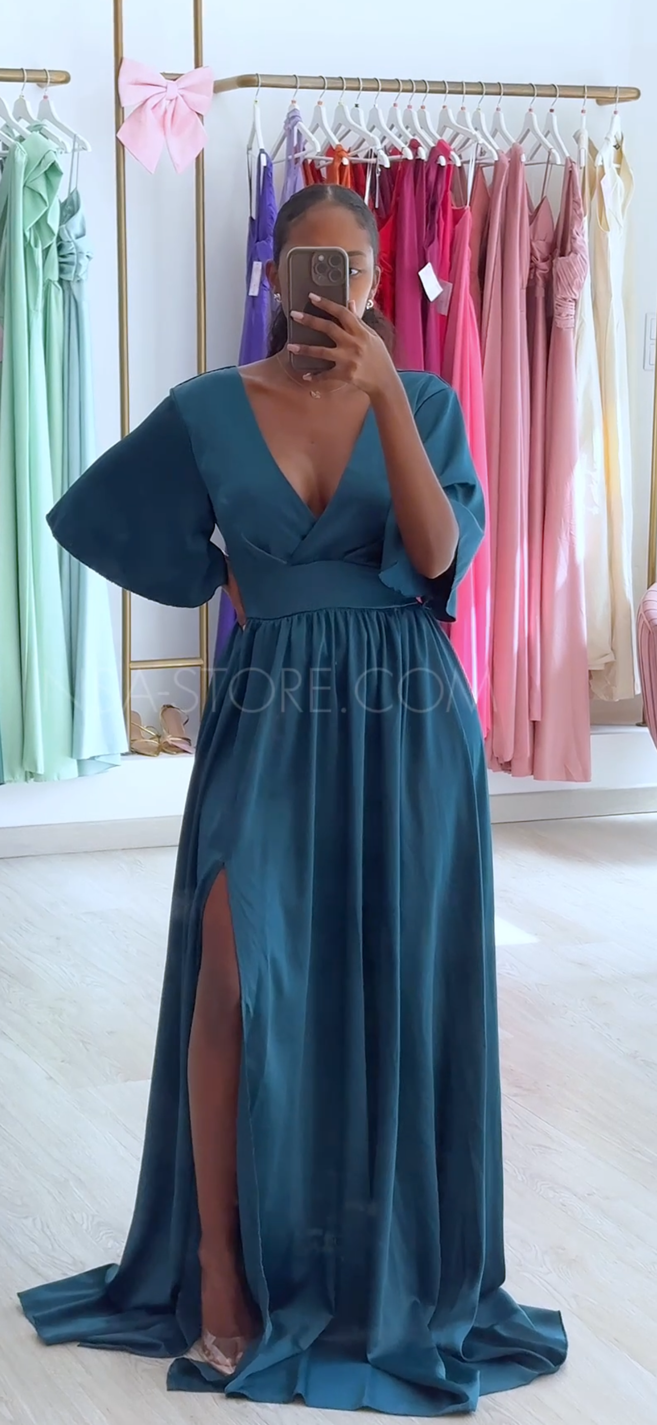 Vestido Sofia Azul Petróleo