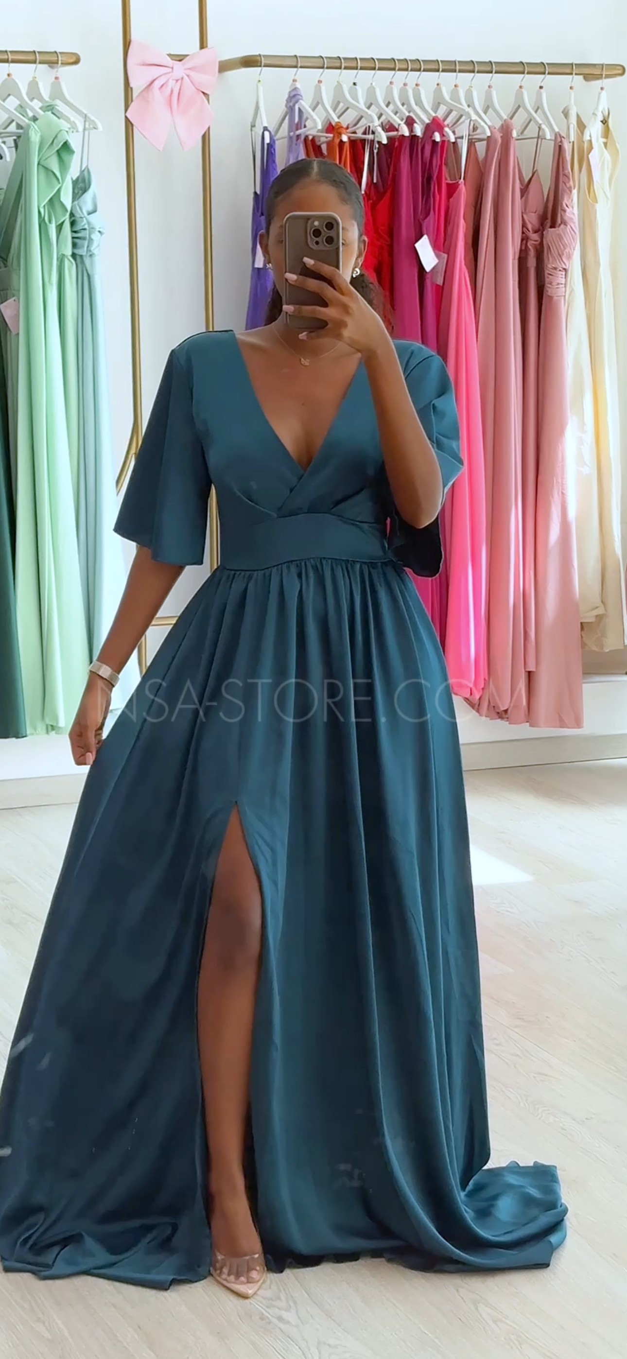 Vestido Sofia Azul Petróleo