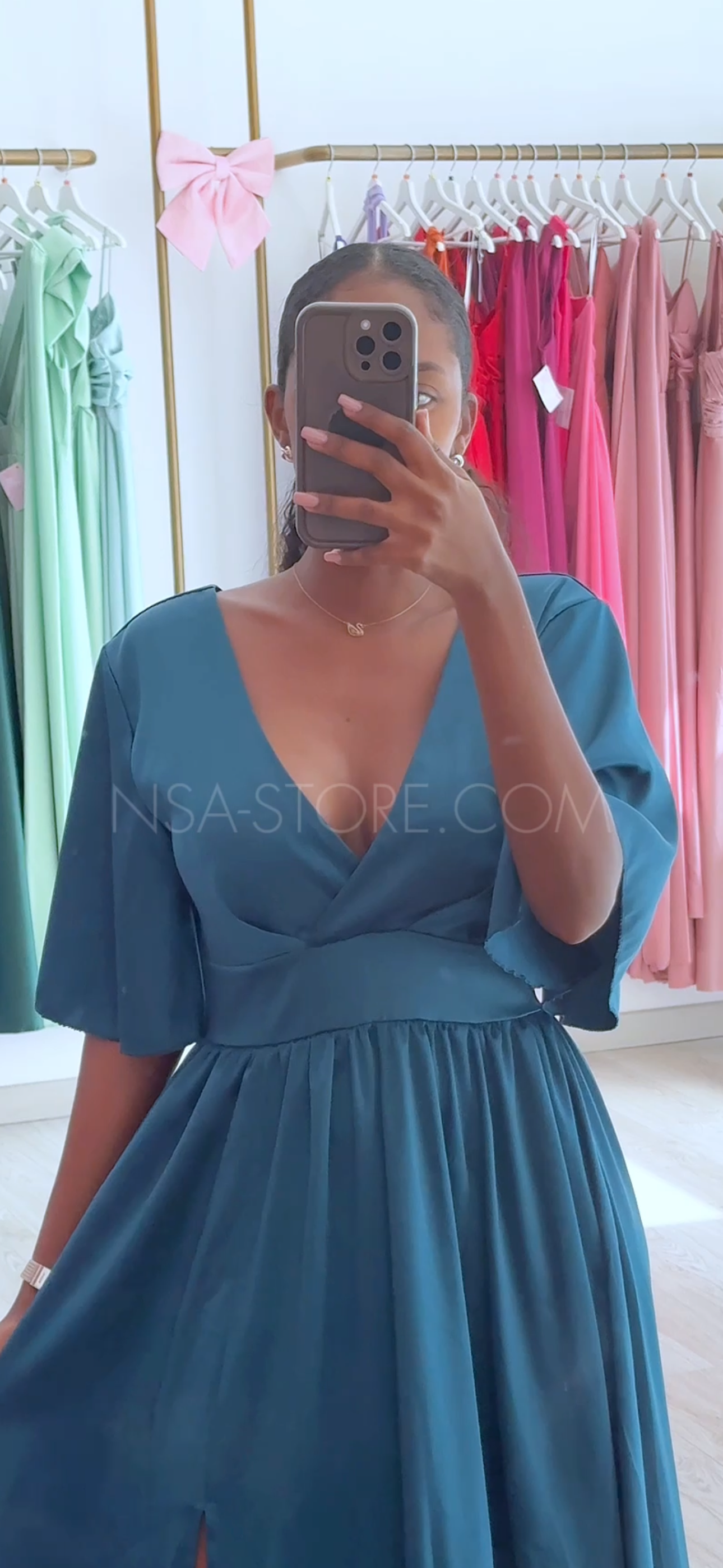 Vestido Sofia Azul Petróleo