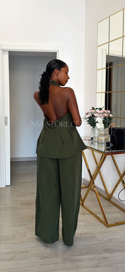 Conjunto Lea verde militar - duas peças