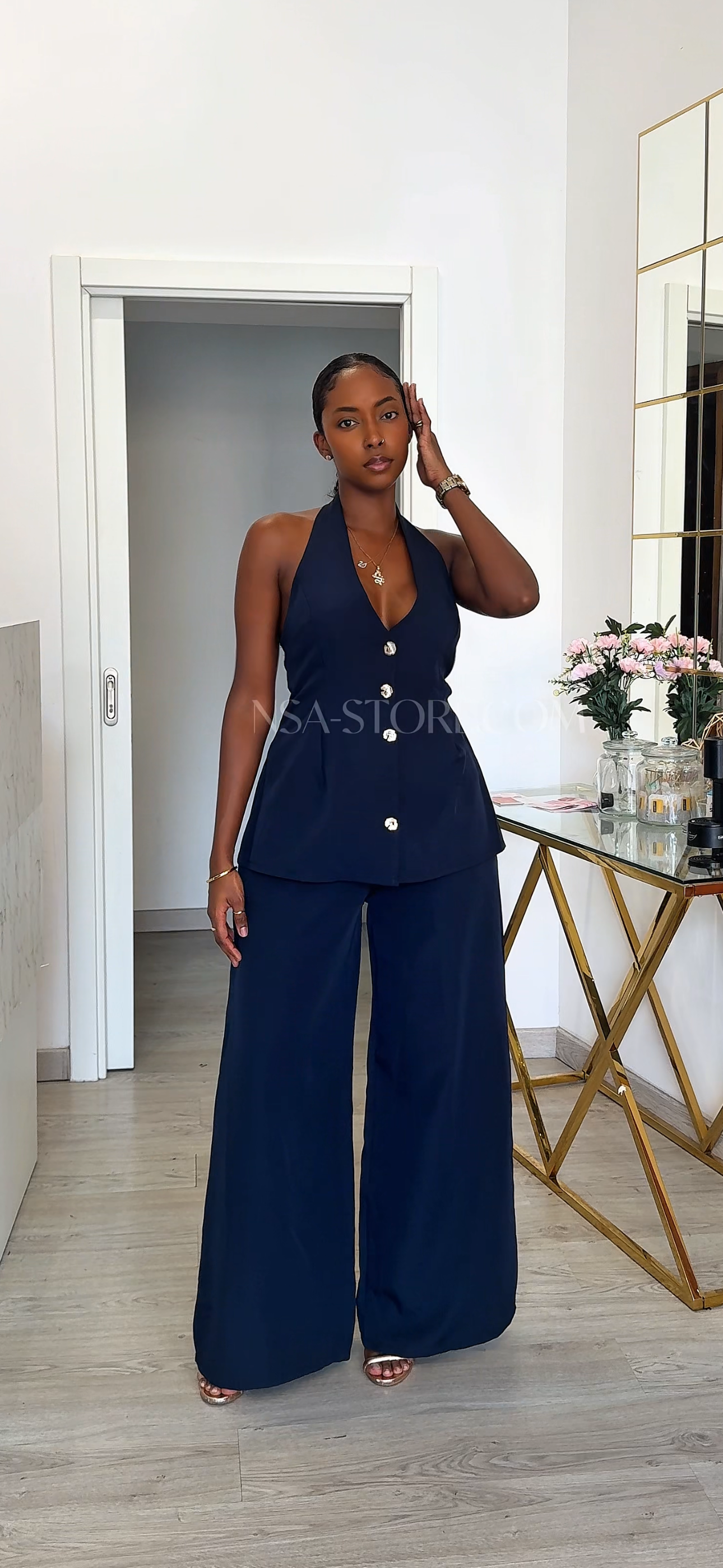 Conjunto Lea Azul marinho - duas peças