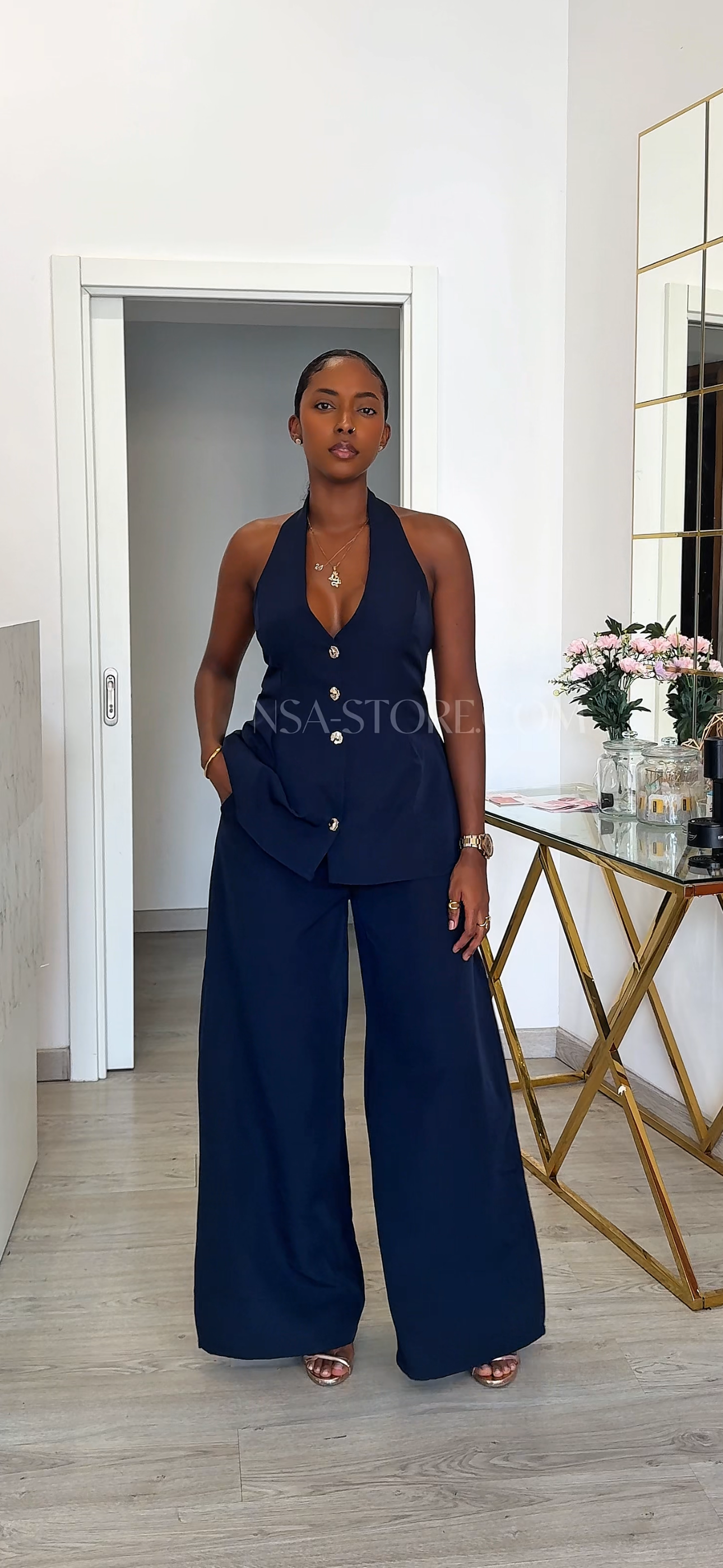 Conjunto Lea Azul marinho - duas peças