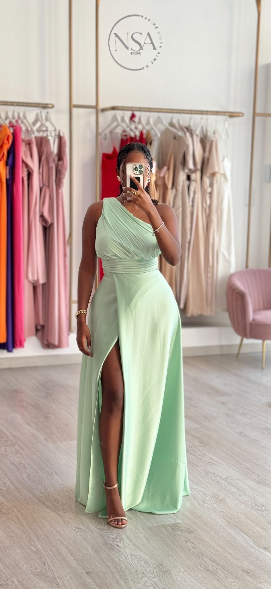 Vestido Lídia Verde Água