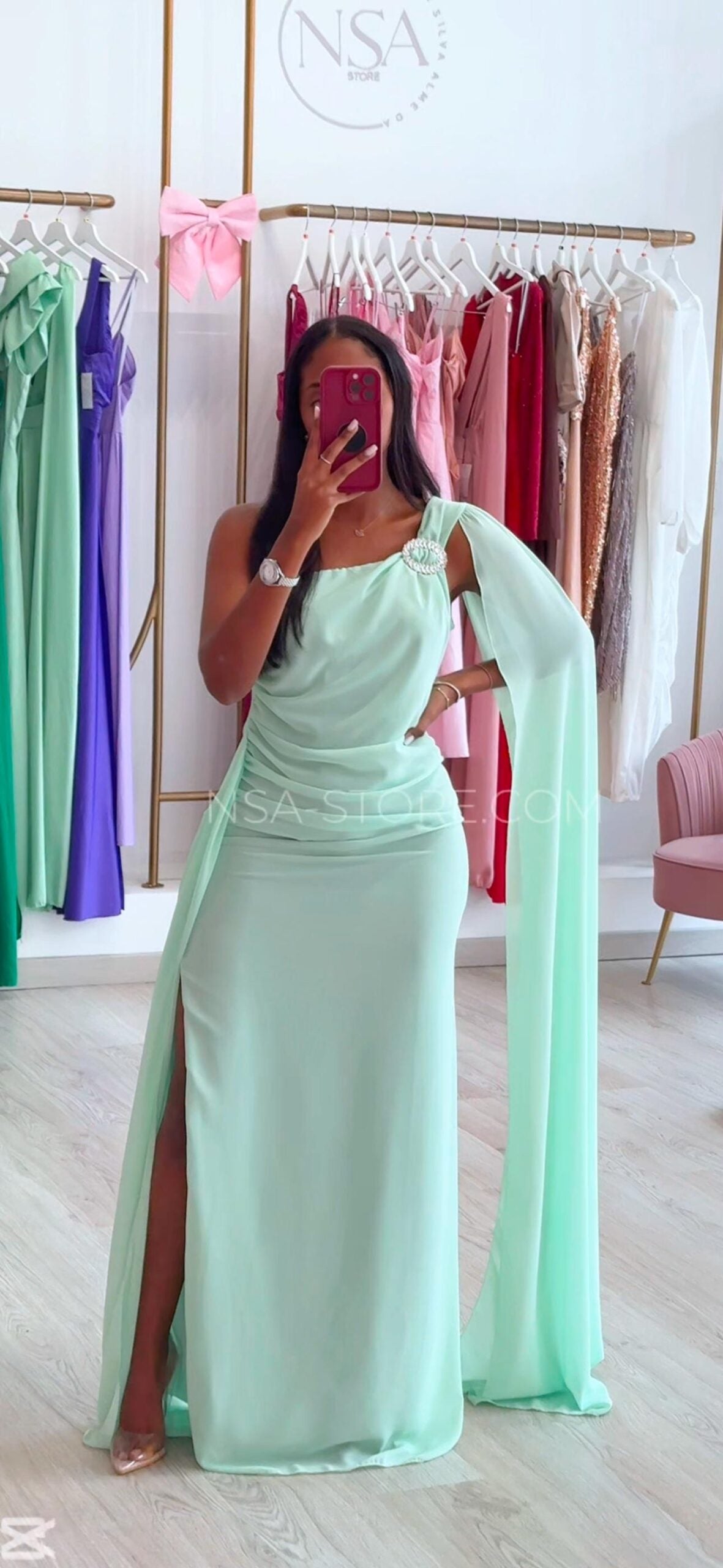 Vestido Vívian verde água