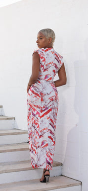 Robe Ashley Branco et vermelho