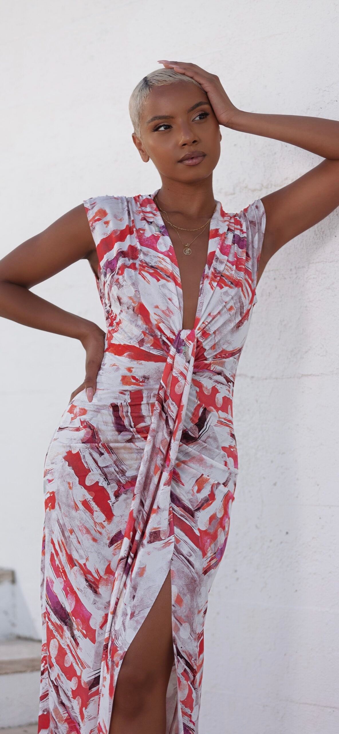 Robe Ashley Branco et vermelho