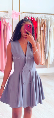 Vestido Laura Cinza